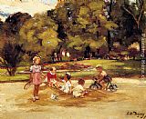 Children Playing In A Park by Paul Michel Dupuy